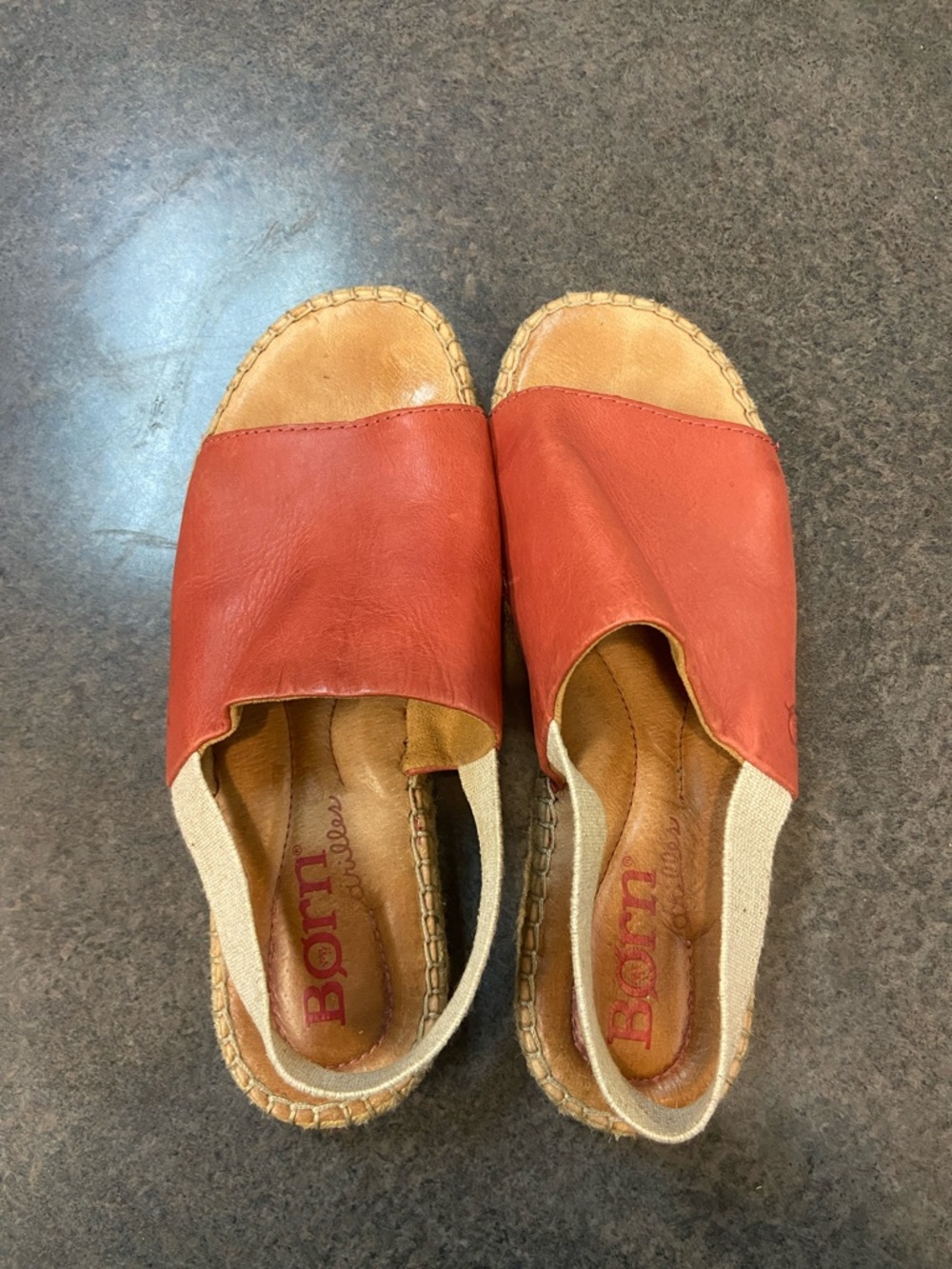 Born Coral Leather Espadrille Slip-On Sandals